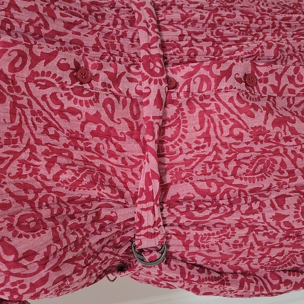 St. John's Bay Women's 1X Button up Top Blouse Shirt with Belt Red Light… - Picture 4 of 11